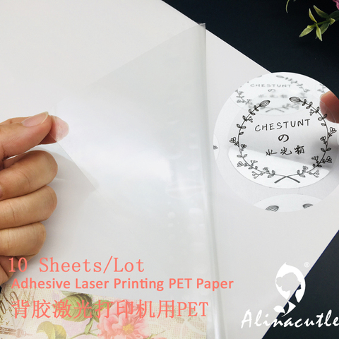 10pcs A4 Self-adhesive Clear PET Paper for Laser Printer Logo Label Printing DIY Scrapbooking  Album handmade paper craft ► Photo 1/3