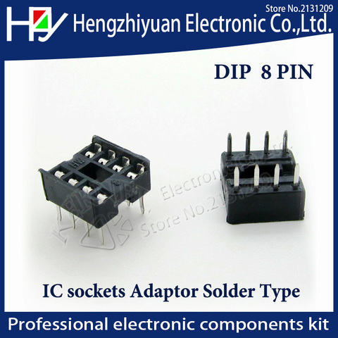 Hzy 8 pin dip ic socket 10PCS 2.54mm Through Hole Stamped pin Open Frame IC Dip Socket,Pitch Through Hole Dip Socket Connectors ► Photo 1/1