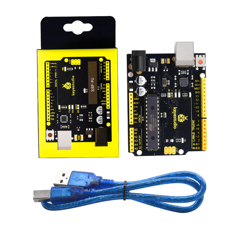 Keyestudio V4.0 Development Board W/USB Serial Chip CP2102 +USB Cable Compatible With Arduino Uno R3 Gift box ► Photo 1/6