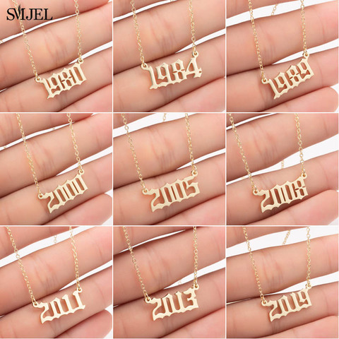 SMJEL Personalize Year Number Necklaces for Women Custom Year 1980 1989 2000 Birthday Gift from 1980 to 2022 ► Photo 1/6