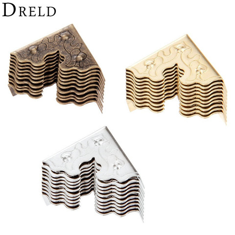 DRELD 10Pcs Antique Furniture Metal Crafts Jewelry Box Corner Foot Wooden Case Corner Protector Decorative Corner 25mm ► Photo 1/6