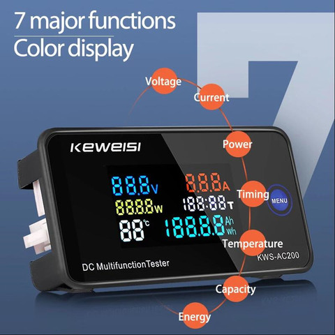 KWS DC-200 Voltmeter Ammeter DC 0-200V KWS Power Energy Meter LED Digital DC Wattmeter Electric Meter with Reset Function 0-100A ► Photo 1/1