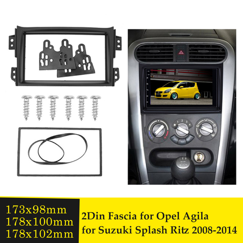 2Din Car Radio Fascia for Suzuki Splash For Opel Agila 2008-2014 Stereo Panel Kit Dash DVD Frame Facia Audio Adapter Bezel Cover ► Photo 1/6
