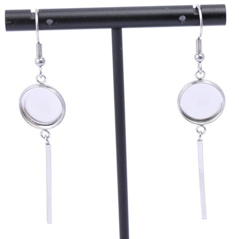 onwear 20pcs 12mm 14mm 16mm cabochon earring base settings blank earrings bezel trays diy stainless steel earring hooks findings ► Photo 1/4