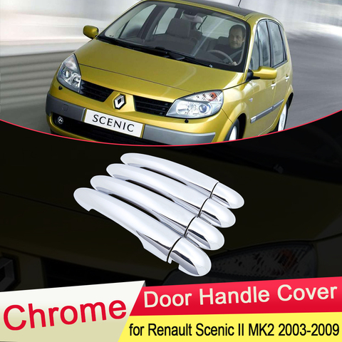 for Renault Scenic II 2003 2004 2005 2006 2007 2008 2009 MK2 Chrome Door Handle Cover Exterior Trim Car Cap Stickers Accessories ► Photo 1/6