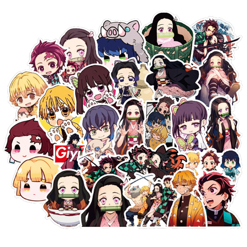 50PCS Hot Japan Anime Kimetsu No Yaiba Stickers Decal Vinyl For Car Guitar Laptop Skateboard Demon Blade Slayer Sticker ► Photo 1/6