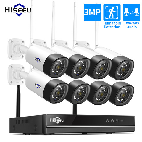 H.265 3MP 8CH Wireless Audio CCTV Security Outdoor IP Camera System NVR Kit 2MP 1080P 1T 3T HDD App View Hiseeu ► Photo 1/6
