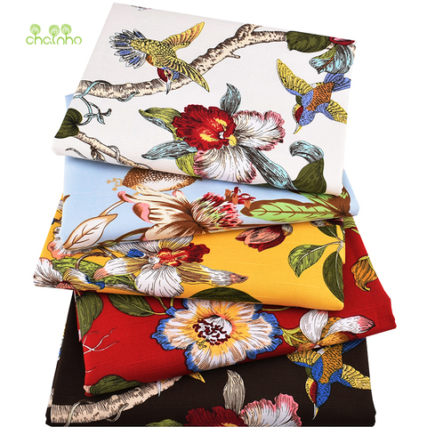 Chainho,Birds &Floral Patterns,Cotton Canvas Fabric,Handmade Sewing Fabric Clothes For Sofa Curtain Bag Home Decoration Material ► Photo 1/6