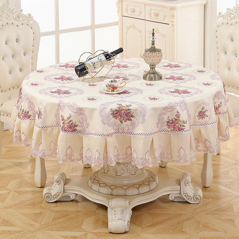 New European Style Round Table Cloth Floral Embroidered Tablecloth Wedding Praty Banquet Table Cover Tea Coffee Table Cover ► Photo 1/6