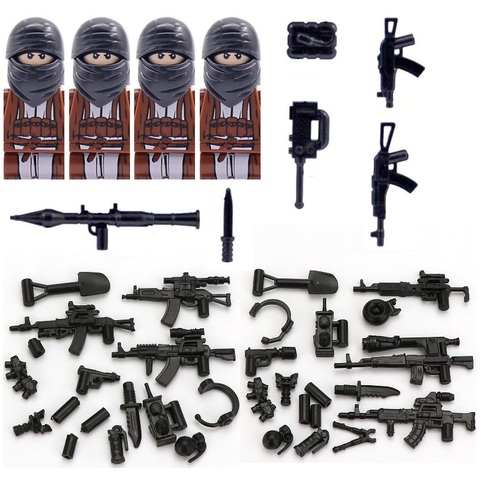 4PCS/lots Armed elements villain WW2 Army MOC Military Building Blocks Figures Soldier Weapons Bricks Mini Toys for Children ► Photo 1/1