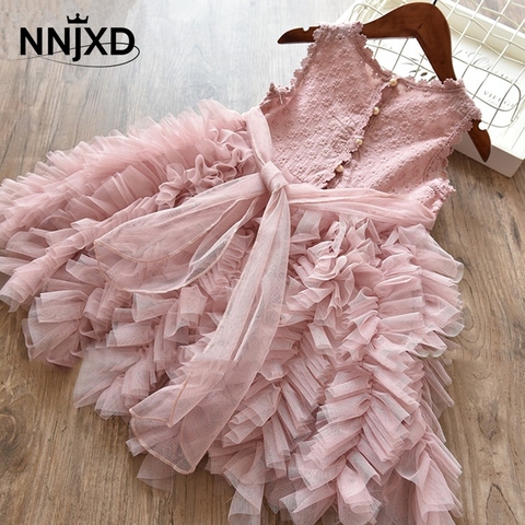 Summer Kids Dresses For Girls Tutu Fluffy Cake Smash Dress Elegant Princess Party Wedding Dress Girl Birthday Clothing 3 8Y ► Photo 1/6