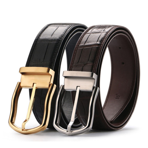 Cowskin Designer Men's Belts For Leather Male Plaid Waist Luxury