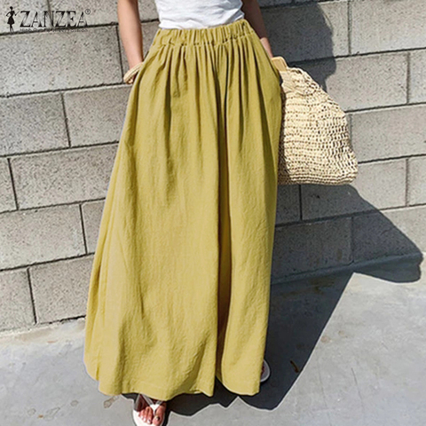 ZANZEA Oversized Women Wide Leg Pants 2022 Fashion Female Casual Elastic Waist Trousers Office Lady Loose Pockets Streetwear 5XL ► Photo 1/6