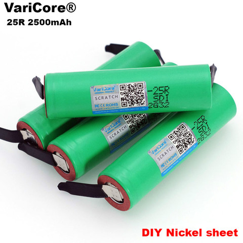 100% New Brand 18650 2500mAh Rechargeable battery 3.6V INR18650 25R M 20A discharge + DIY Nickel ► Photo 1/6