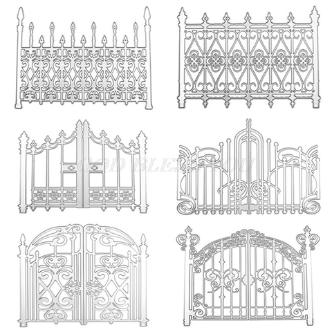 Fence Door Gate Metal Carbon Cutting Dies Stencil Scrapbooking DIY Album Stamp Paper Card Embossing Decor Craft Entrance Door ► Photo 1/6