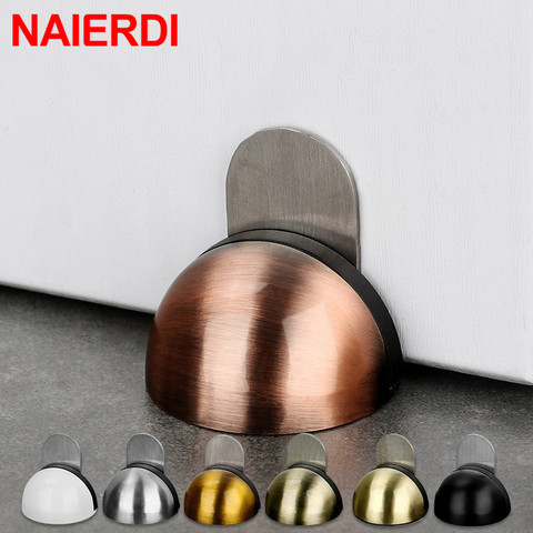 NAIERDI Magnetic Door Stopper Stainless Steel Rubber Door Stops Non Punching Sticker Hidden Door Holders Nail-free Door Hardware ► Photo 1/6