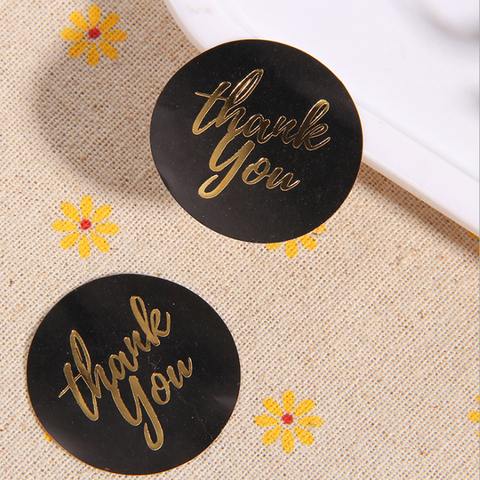 120pcs/Lot Thank you Black Gold Stickers gift decorate Stickers Adhesive Sticker ► Photo 1/5