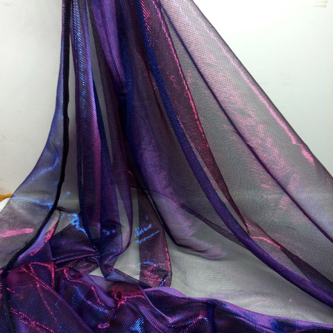 Evening Dress Fabric Metallic Flashing Mesh Fabric Rridescence Gauze Magic Color Wedding Decoration Cosplay Material ► Photo 1/6