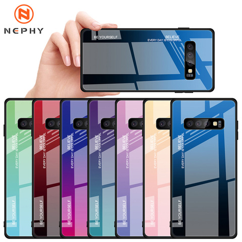 Gradient Aurora Colors Tempered glass Case For Samsung Galaxy S8 S9 S10 Plus S20 Ultra Note 8 9 10 Lite Mobile Phone Cover Coque ► Photo 1/6