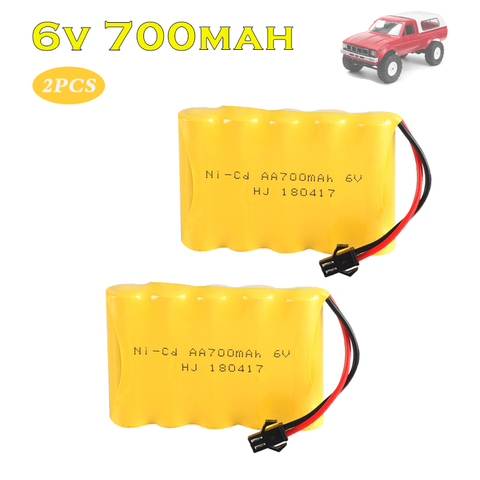 2PCS 6v 700mah AA NI-CD M Lipo Battery for WPL C24 1/16 RC Car Toys Boat Gun Tank Truck Taranis Robot 6V Ni-CD Battery SM Plug ► Photo 1/6