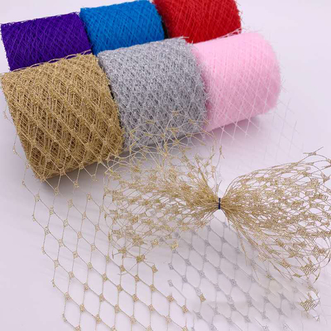 Tulle Roll Shiny Crystal Golden Grid Gauze Organza Ribbon 6cm DIY Hairbow Brooch Accessories Handmade Tape Packing Riband 25Yard ► Photo 1/6