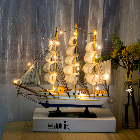 Wooden Sailboat Model home decor Mediterranean Style Home Decoration Accessories Creative Decoration Room Decor Birthday Gift ► Photo 1/6