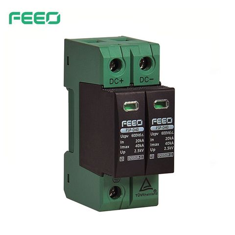 FEEO DC SPD  2P  600V 800V 20KA~40KA TUV & CE Din Rail Solar Outdoor Power Protection Protective Device Surge Protector Surge ► Photo 1/1
