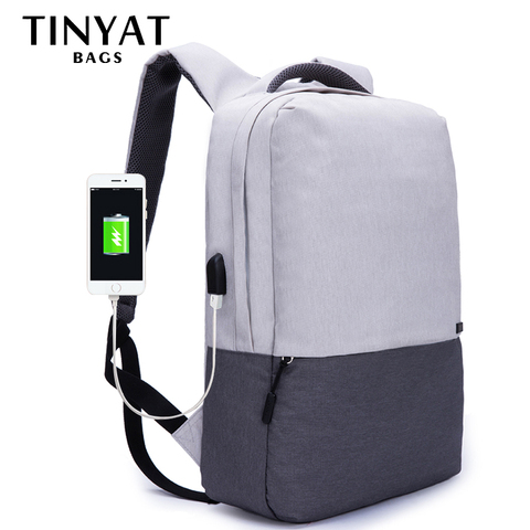 TINYAT Men Laptop Backpack For 15.6 inch USB Charging Backpacks Computer Anti-theft Bag School Backpack Bag Travel Women Mochila ► Photo 1/6