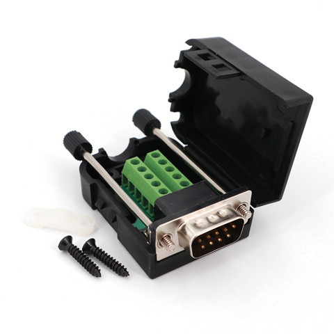 D-SUB DB9 RS232 Male / Female 9Pin Plug Breakout Terminals Board Connector Screw Type Black Plastic Cover ► Photo 1/6