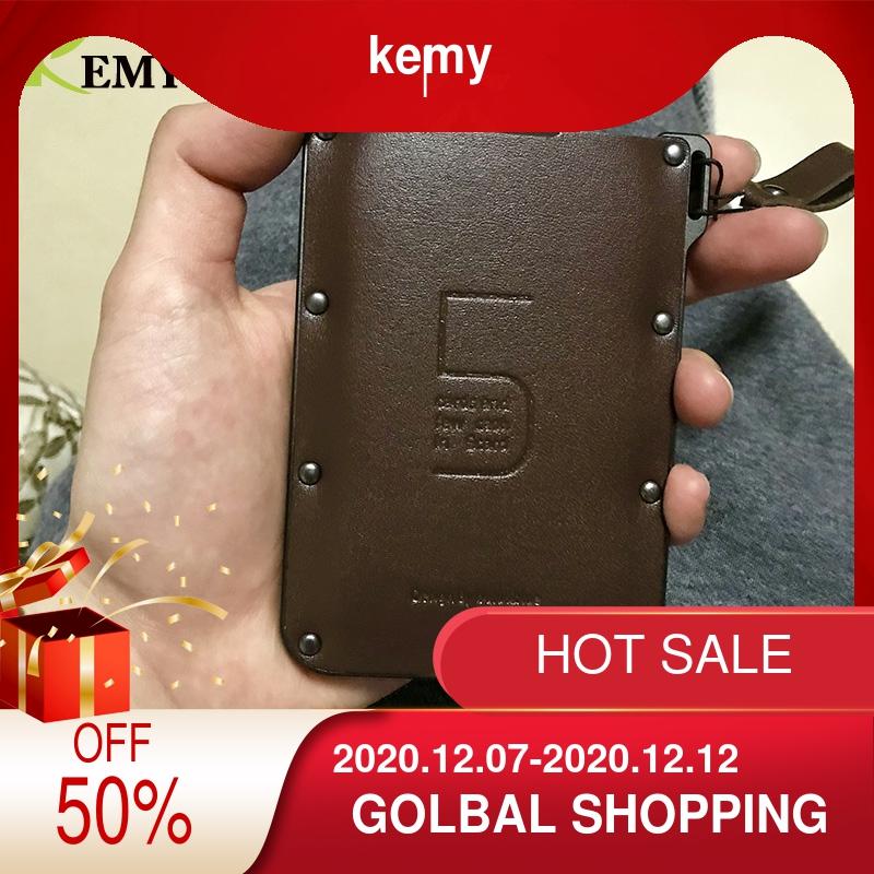 KEMYMen Genuine Leather Aluminum Card Wallet Slim Business Cardholder Wallet Vintage Smart Card Key Luxury Credit Card Holder ► Photo 1/6