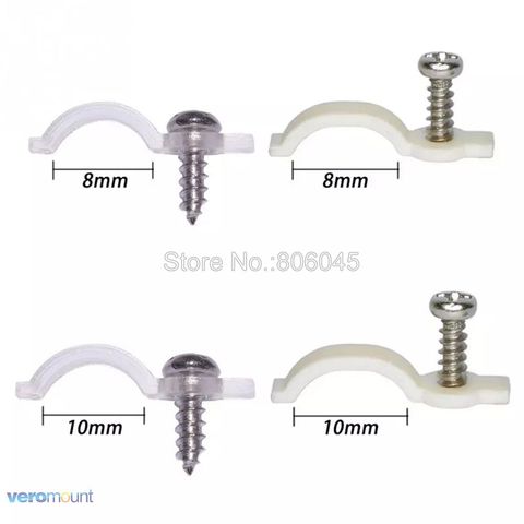 50pcs Transparent / Plastic Mounting Bracket Fixing Clamp Clip with Screws 8mm 10mm for IP65 Waterproof 5050 3528 LED Strips ► Photo 1/5