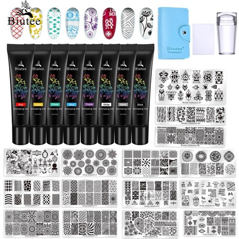 BIUTEE Nail Stamping Gel Polish Varnish Colorful UV Stamping Plates Printing Polish Gel Set Nails BIUTEE Poly gel Kit Nail Art ► Photo 1/6