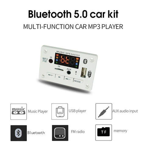 Hands-free MP3 Player Decoder Board 5V 12V Bluetooth 5.0 Car FM Radio Module Support FM TF USB AUX Recorders ► Photo 1/6