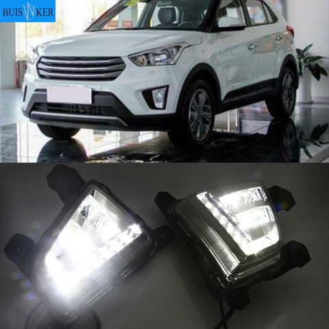 1 set Car LED Driving DRL Daytime Running Lights Daylight 12V ABS Fog Lamp Cover For Hyundai IX25 Creta 2014 2015 2016 ► Photo 1/5