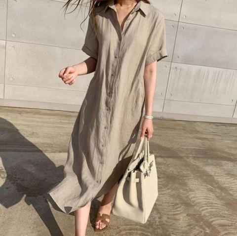 new M-2XL oversize  Long Shirt Dress Spring Patchwork White Cotton linen Dresses Collar Buttons Loose Dresses Robe Femme Vestido ► Photo 1/6