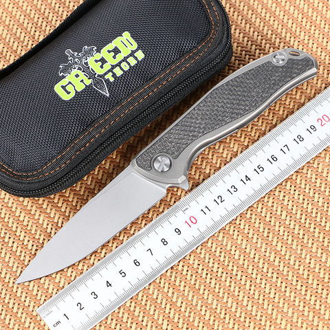 Green thorn F95 folding knife d2 steel TC4 titanium alloy + carbon fiber handle camping hunting knife practical fruit knife EDC ► Photo 1/6