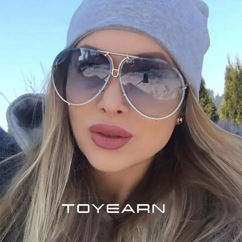 2022 New Fashion Pilot Sunglasses Women Oversized Luxury Sun Glasses For Female Cool Mirror Vintage Lady Gradient Shades UV400 ► Photo 1/6