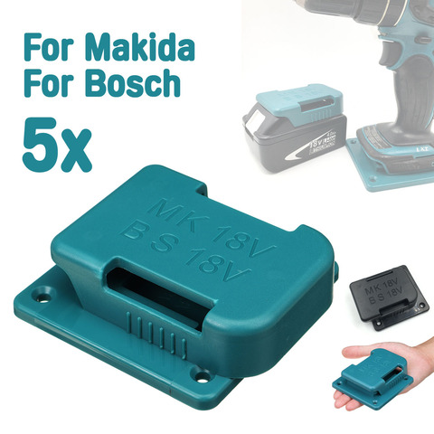 5x ABS Black Battery Mount For Makita 18V Storage Shelf Rack Stand Holders Kit