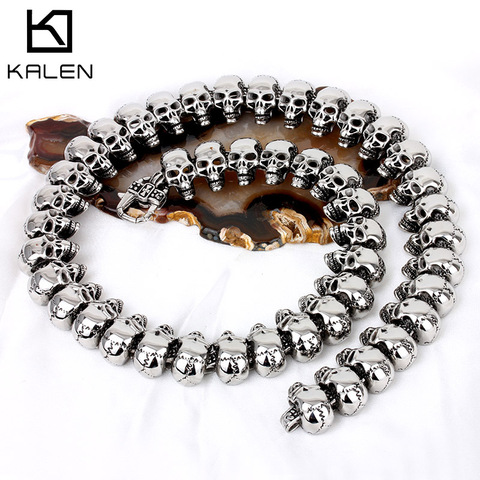 KALEN Punk Exaggerate Men's Statement Necklaces Rock 316 Stainless Steel Skull Charm 64CM Long Necklace Cool Biker Pub Accessory ► Photo 1/6