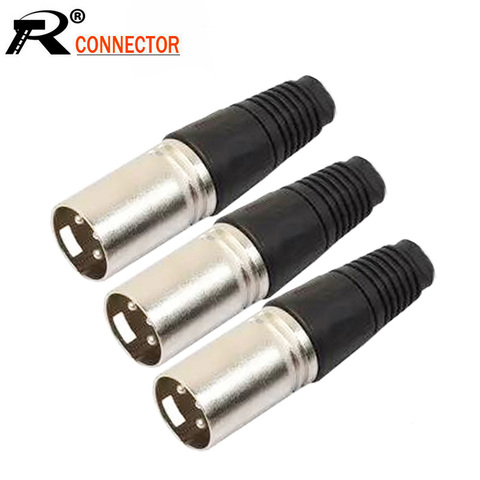 10PCS/lot 3 Pin XLR Male Plug Connector Microphone MIC Adapter XLR Cable Termininal Audio Wire Connector ► Photo 1/6