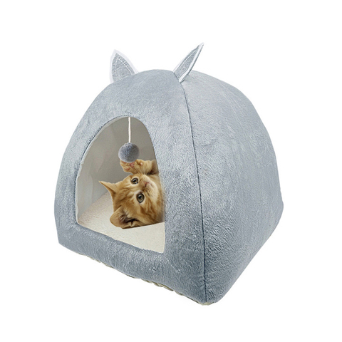 Dropshipping Wholesale Cat House Tent Nest Cattery Winter Bed Foldable Puppy Mascotas Casa Pet House Plush Soft Cushion Kennel ► Photo 1/6