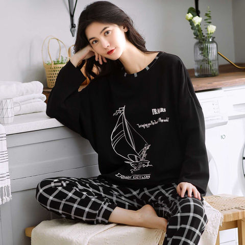Plus Size Pajamas Women's Spring Autumn New Long-Sleeved Printed Sleepwear Girl Cute Cartoon Sleep Tops Casual Home Clothes Suit ► Photo 1/6