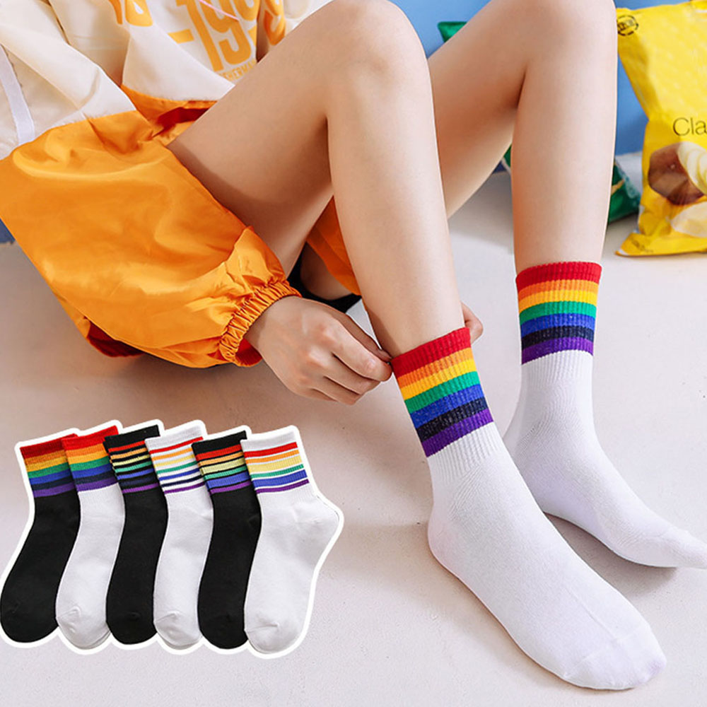 Rainbow Short Socks Women Summer Thin Harajuku Ankle Socks Hipster Art Cute Sock