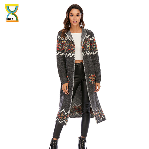 CGYY 2022 Women's Winter Fashionable Casual Loose Sweater Female Autumn Cardigans Single Breasted Puff Hooded Coat Plus Size ► Photo 1/6