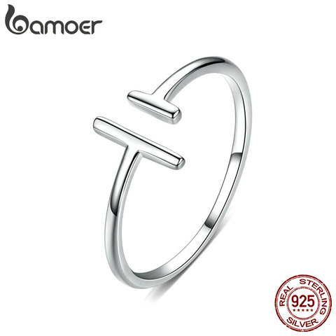 bameor Authentic 925 Sterling Silver Simple Minimalist Open Adjustable Finger Rings for Women Fashion Band Female Bijoux SCR555 ► Photo 1/6