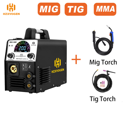 HZXVOGEN MIG185-II Mig Welder MIG LIFT TIG ARC/MMA 3 In 1 Function Gas Gasless Semi-automatic Welding Machine VS MIG250 ► Photo 1/6
