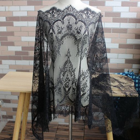 High-End Clothing Thin Lace Mesh Gauze Bilateral Eyelash Lace Trim Skirt Wedding Dress Shawl Material ► Photo 1/5