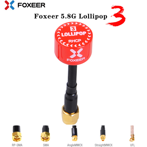 Original Foxeer Lollipop 3 V3 antena 5.8G 2.3Dbi TX RX RHCP FPV SMA RPSMA UFL recto angle/MMCX antena FPV de 7,2g para Dron RC ► Photo 1/5