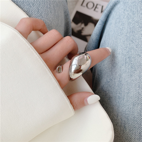 HUANZHI 2022 NEW Exaggeration Punk Water Droplets Distortion Irregular Wide Version Gold Ring For Women Party Jewelry ► Photo 1/6