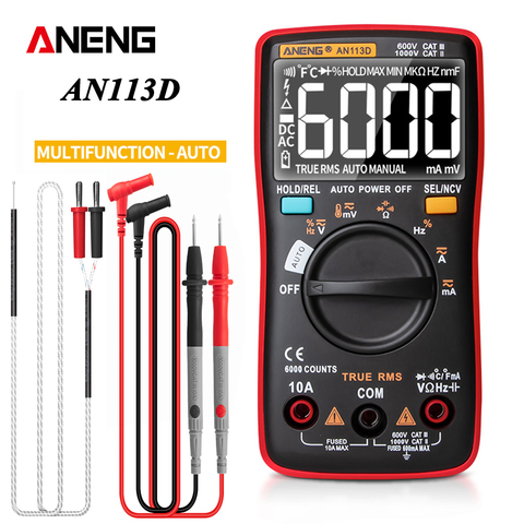 ANENG AN113D Digital Multimeter 6000 counts electrical meter transistor tester Auto Rang AC/DC voltage process calibrator ► Photo 1/6